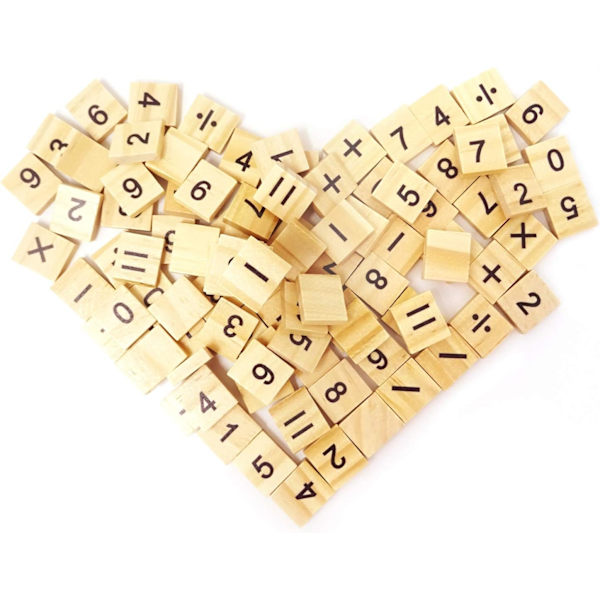 100 kpl Puupalikoita Scrabble-Peliin Numerot ja Symbolit Käsitöihin