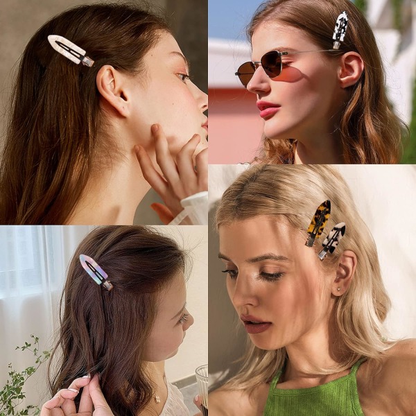 10 stk Hårklemmer som ikke bøyer seg for styling, Akrylharpiks Flat Clip, Ingen