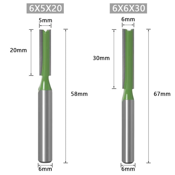 7 stk 6mm skaftfreser rett kutter med karbidkanter Carp