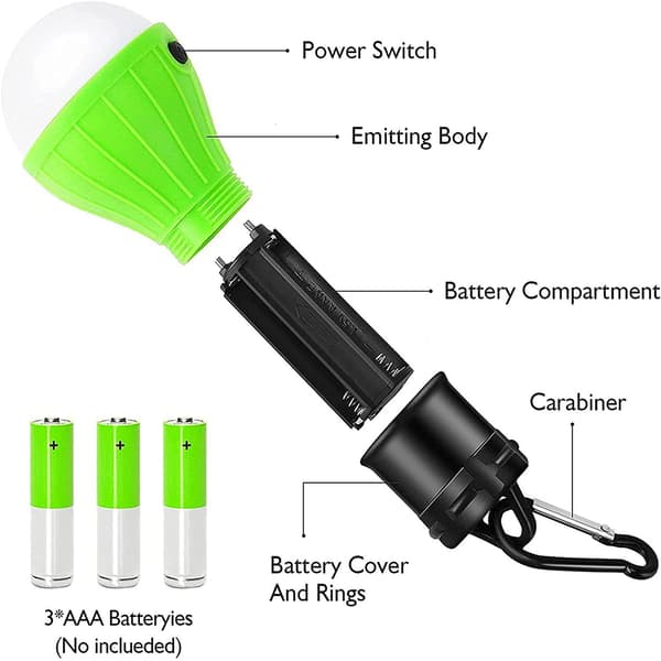 Teltslampe, Bærbar LED Teltslys, 4 Pakker med Klipskrog, LED Camping