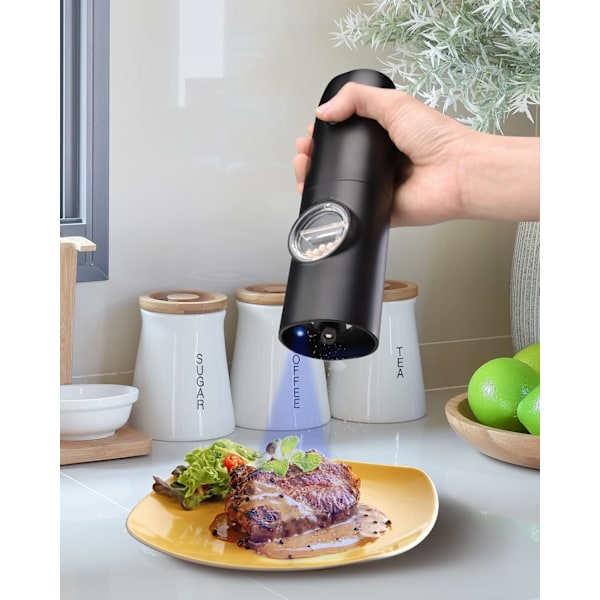 Elektrisk Pepparkvarn med Bas, Laddningsbar Salt- och Pepparkvarnset