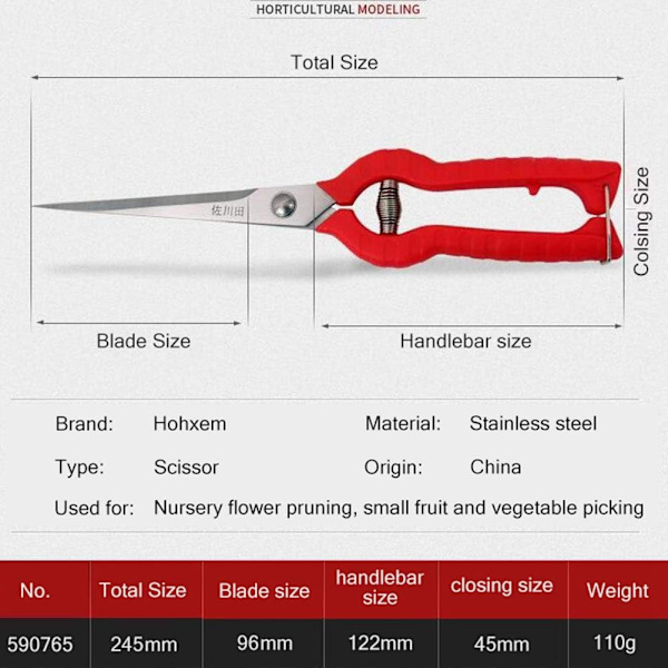 Professionel rustfrit stål lige blad trimmer til blomster