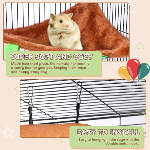 2 pientä eläinhamakkia, hamsterin hamakkia, džungelin hamakkia, ho
