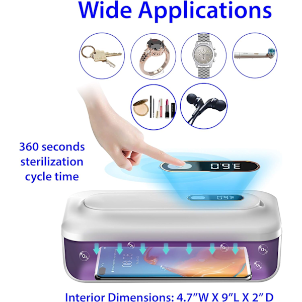 UV-valosaneerauslaatikko – UV-matkapuhelimen desinfiointiaine, puhelimen puhdistin, UV-sterilointilaatikko, 2-in-1-muotoilu irrotettavalla UV-valolla