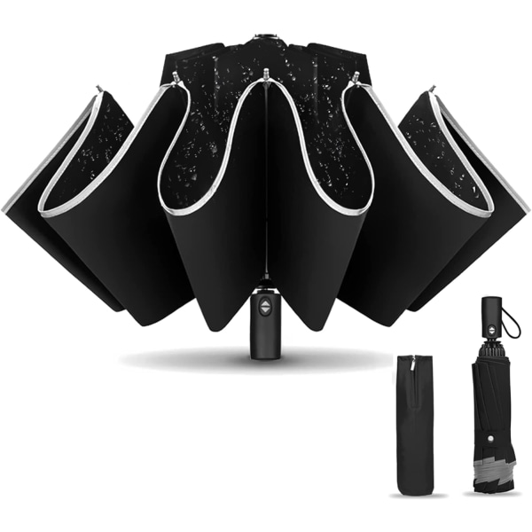 Foldbar paraply, kompakt automatisk paraply, foldbar åben og luk