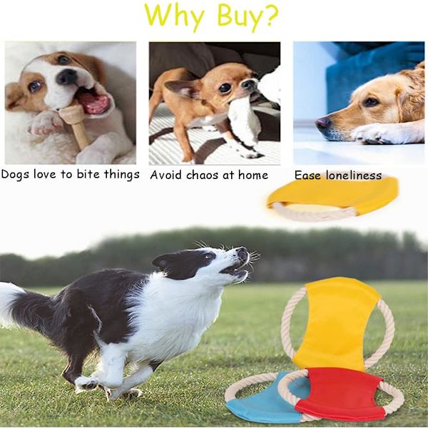 3-pack Hundfrisbee Flygande Skivor Rep Bomulls Frisbee för Hundar
