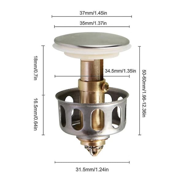 2 stk. Vaskebassin Bounce Drain Filter Universal Rustfrit Stål Pu