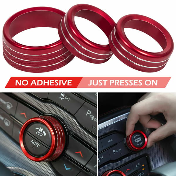3 stk AC Radio Bryter Trim Ring Knapper Deksel for Dodge Challenger/Ch