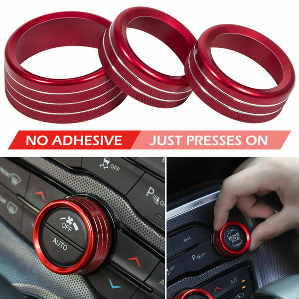 3 stk. AC Radio Switch Trim Ring Knapper Dæksel til Dodge Challenger/Ch