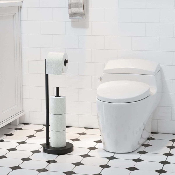 Black，Free-Standing Toilet Paper Holder Free-Standing Toilet Pape