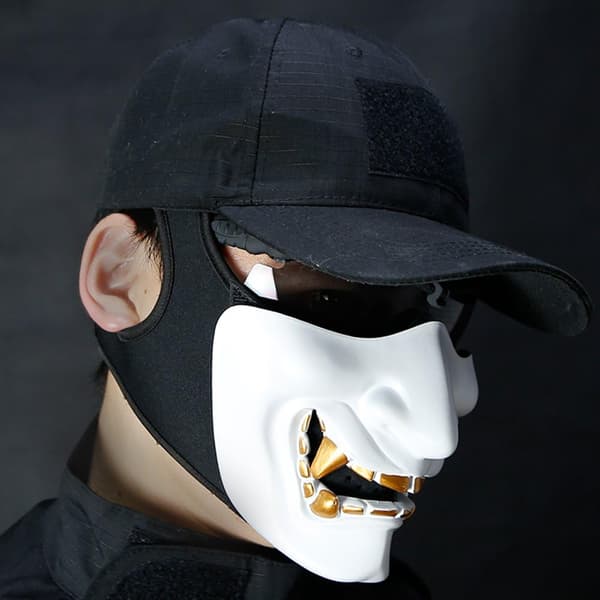 Airsoft Halv ansiktsmask, Ond Demon Monster Kabuki Samurai Hannya