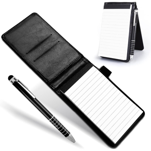 Fickhållare för anteckningsbok med penna, anteckningsblock i miniläder Memo Book S