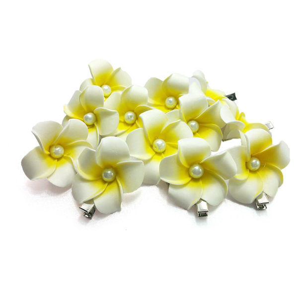 Boheme Blomster Hårspænde Skum Frangipani Hårpynt Perlehårspænde