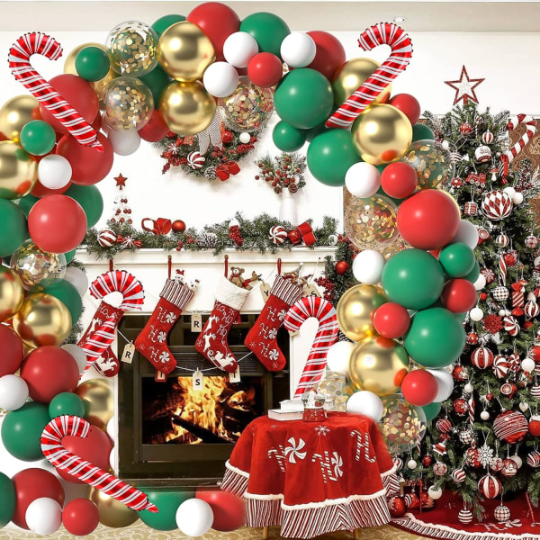 Christmas Balloon Arch Garland Kit 120 st Julballonger Röda