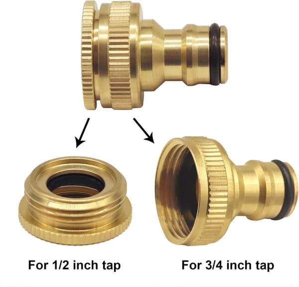 4 st Brass Trädgårdsvattenkran Kopplingar, 1/2\" och 3/4\" 2 i 1 Hon