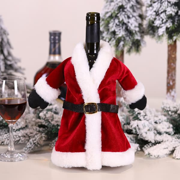2 stycken Santa-vinflaskeöverdrag 2 stycken julmini-vinflaskor