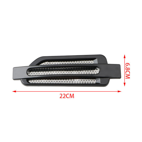 2x Sorte Bil Luftstrøms Fender Side Mesh Vent Dekorationssticker Ca