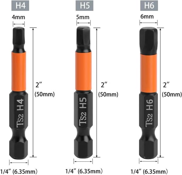 7 st 50 mm Allen-bits Skruvmejsel Hexskaft S2 Stål