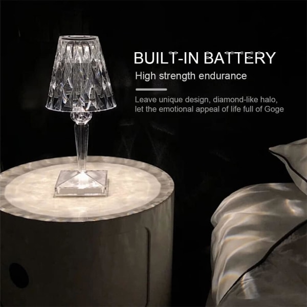 Krystalbordlampe - romantisk LED krystaldiamant bordlampe touch
