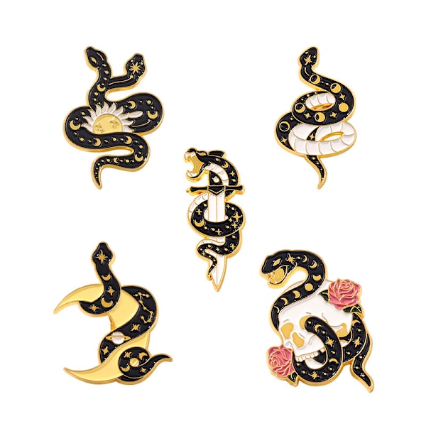 Ormar Enamel Lapel Nål 5st Brosch Nål Djur Märken Djur Nål