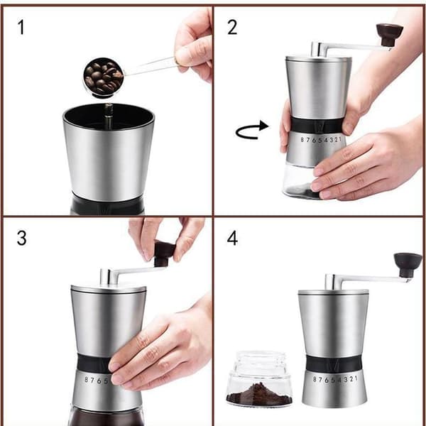 Manuell Kaffekvarn, Handdriven Kaffebönkvarn Med Avtagbar Behållare