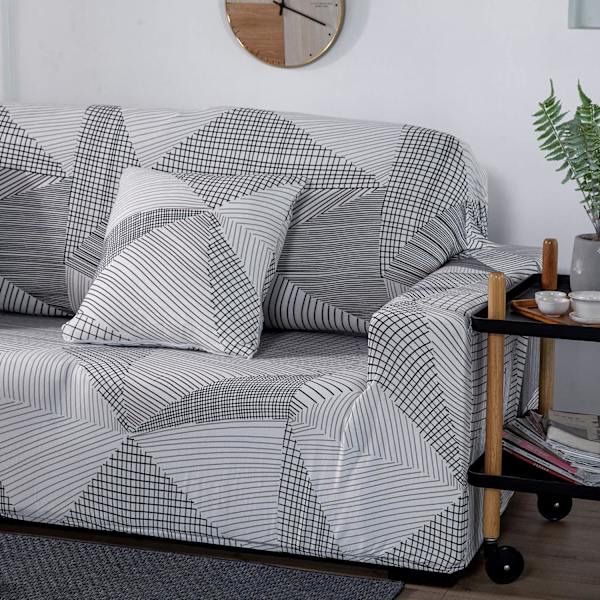 3-sits Stretch Soffaöverdrag, Tryckt Soffaöverdrag, Halkskyddande Överdrag