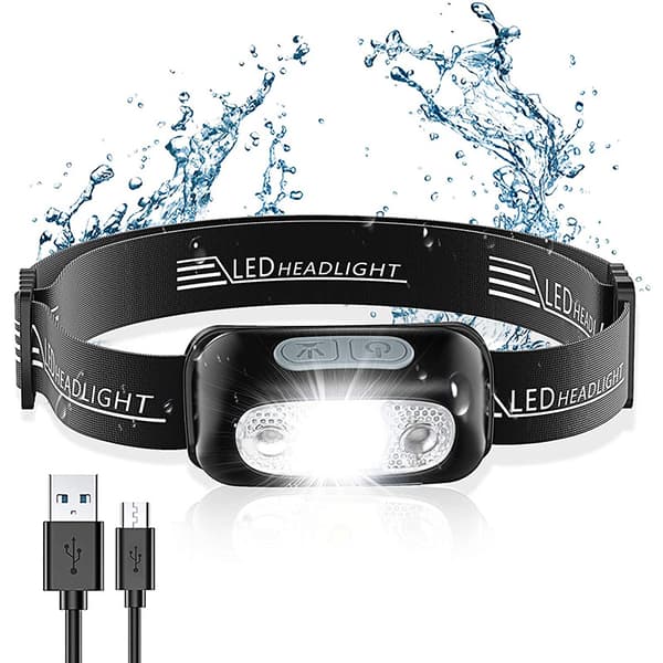 USB-genopladelig lys stærk sensor forlygte udendørs led vandtæt