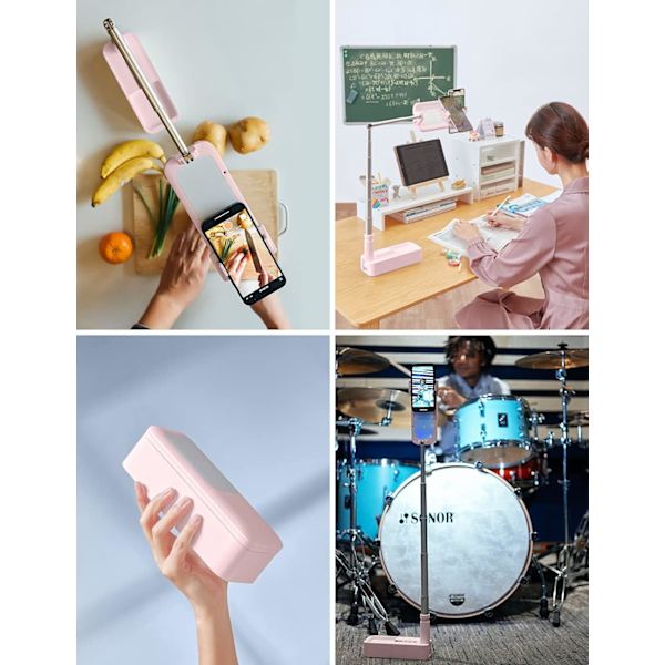 Udvidbar Selfie Stativ 360° Rotation med Telefonholder, Genopladelig