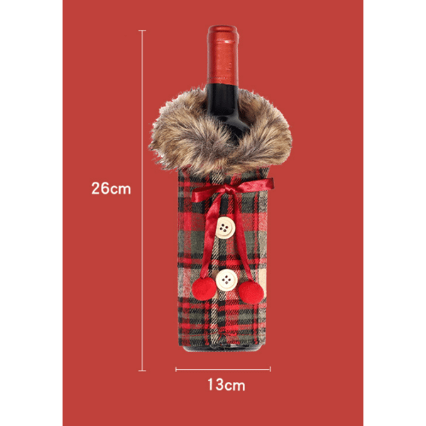 6 Stykke Juletrøjer til Vinflasker - Ternet Vin Flaske Tøj
