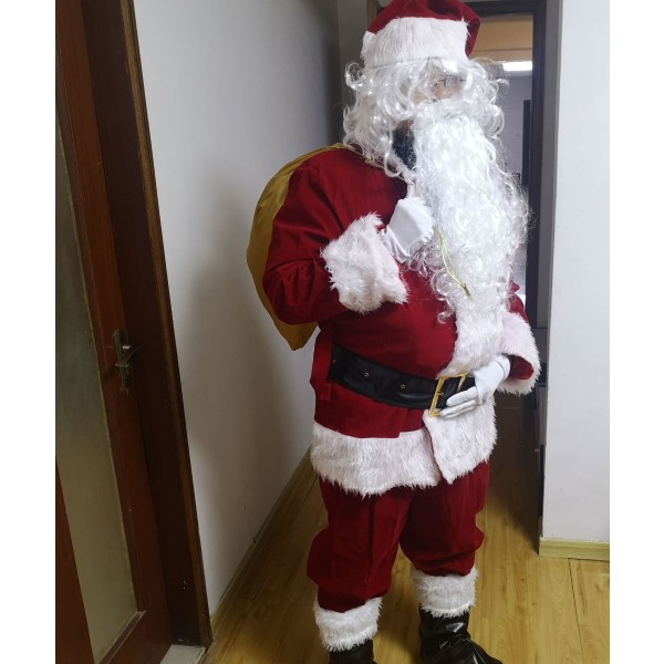 Jultomte Kostym Julkläder Sammet Julspel (L)