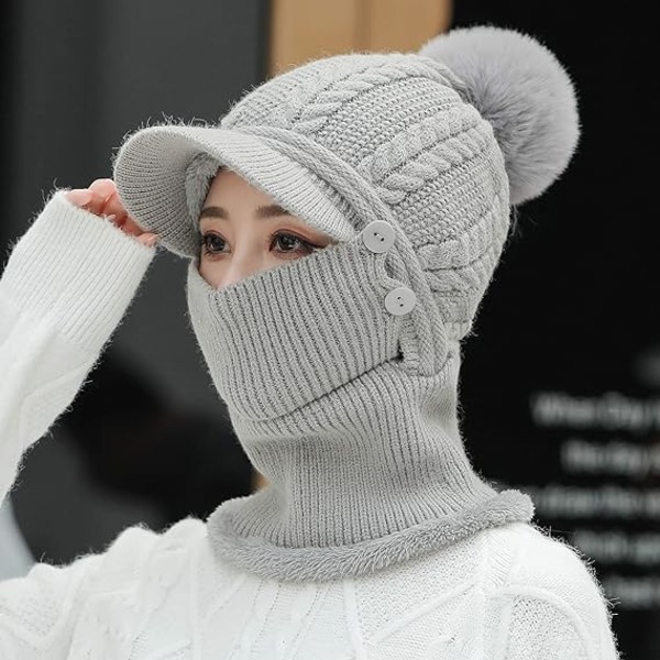 Vinter strikket pullover-hørebeskyttelseshue til kvinder, europæisk og A