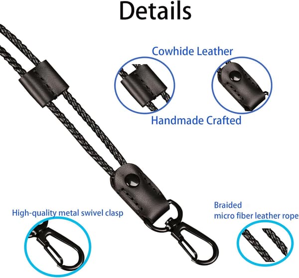 Læder Lanyard Justerbar, Nøglebånd Halsrem Nøglering med