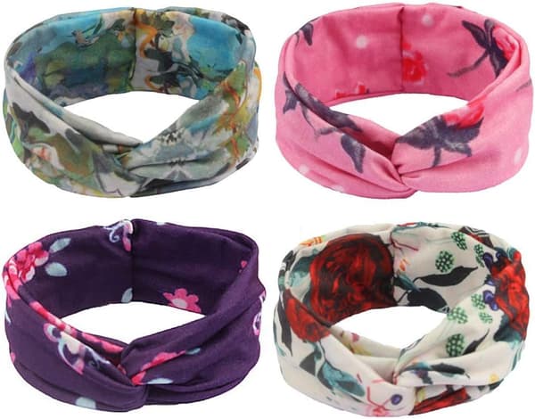Hodebånd for kvinner, elastisk hodebånd for kvinner, stort blomsterhodeband for yoga, hårtilbehør