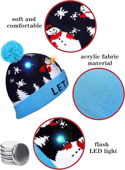 2 stycken jul LED-upplysta mössor Fula tröjor Stickad mössa