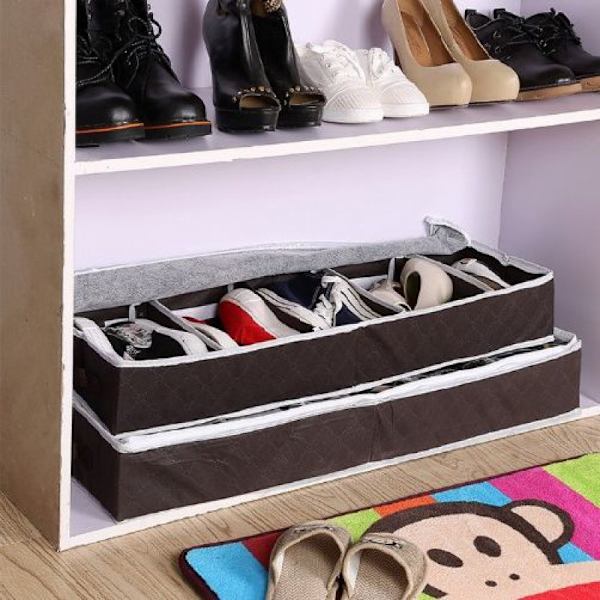 1 stk Brun Skoorganisator Under Sengen – Solid Boks med Solid Z