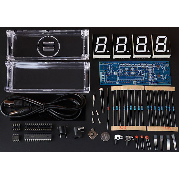 (Rød) DIY Ur Kit Farvede Tal, DIY LED Ur, Elektronisk Alarm