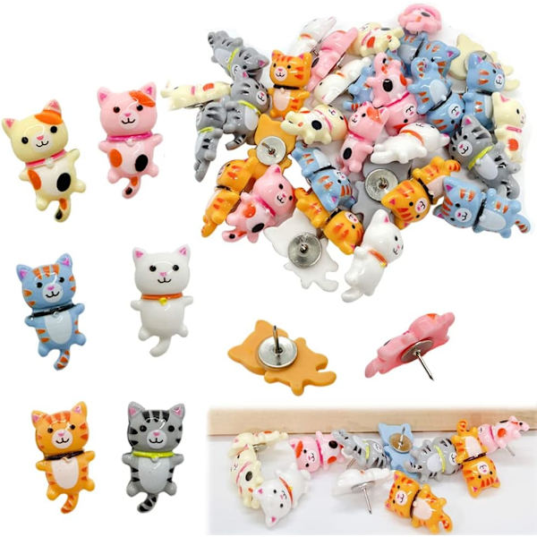 50 stk Søde Katte Push Pins Dekorative Tommelfinger Knapper Dyr Push Pins