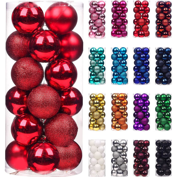 24Pcs Christmas Balls Ornaments for Xmas Christmas Tree - Shatter