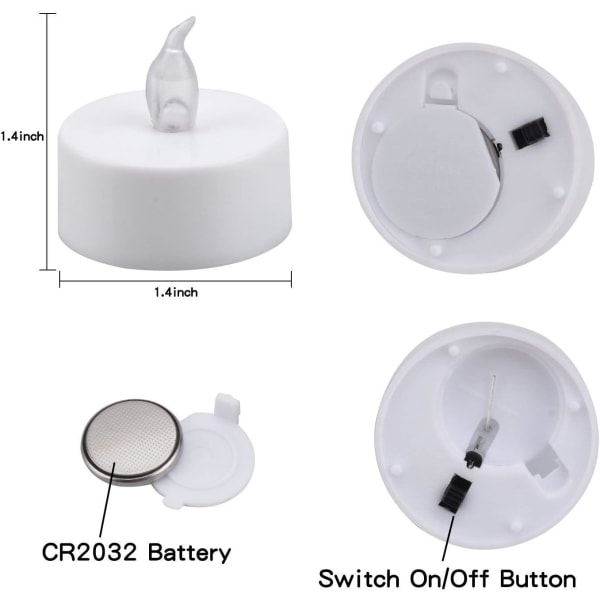 LED-lys, Flammeløse Lys, Pakke med 24 LED-lys CR2032 Batteri