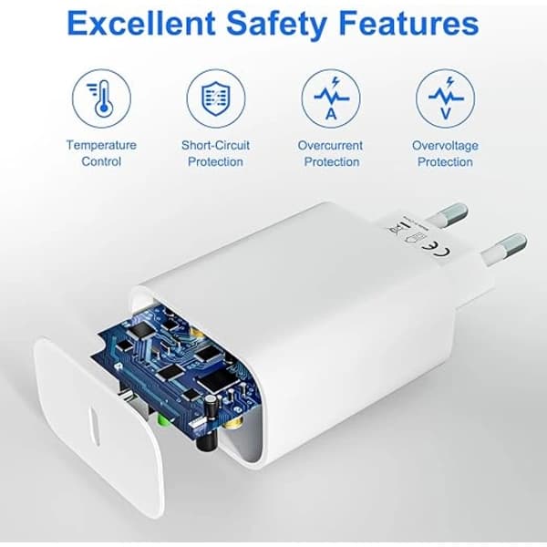 2-pakning 20W USB C-lader Ladekabel for iPhone-serien, iPad Strømadapter, USBC-adapter Hurtiglader med 2M USB C, ta
