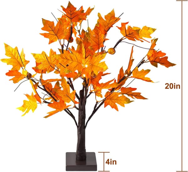 Höstbelyst Lönnträd med Ekollon, 30 LED-lampor, Batteridriven