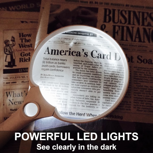 Suuri suurennoslasi LED-valolla - 2X 4X 10X suurennos