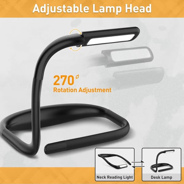 Halsleselampe, 1800mAh Oppladbart LED Skrivebordslampe med Foldbar