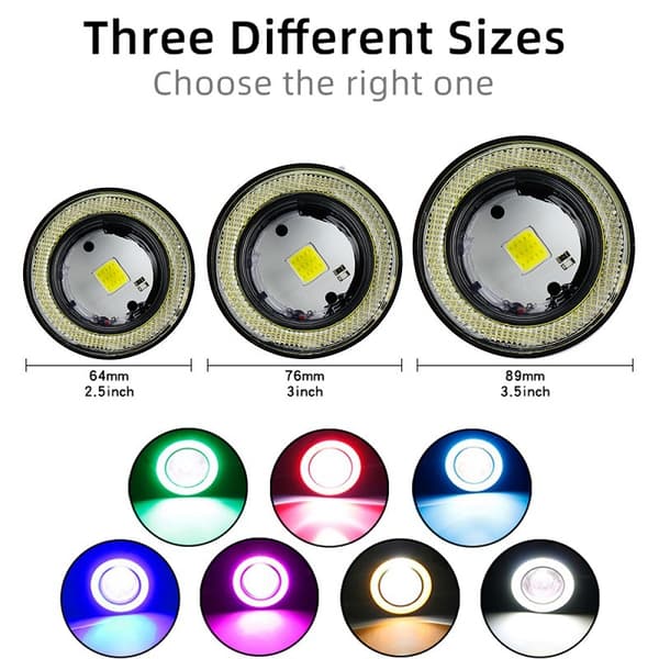 2 stk 6,4 cm Høy Effekt Universal Hodelykt - LED Ring \"Angel Eye\"