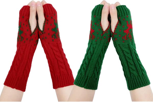 Vinter Fingerlösa Vantar - Dam Armvärmare Vantar Stickade Croch DXGHC