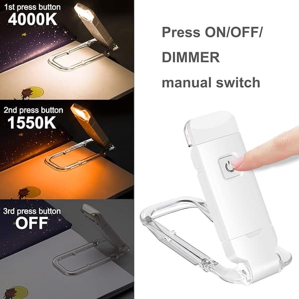 Boklyslommelampe, leselampe for seng, lampe
