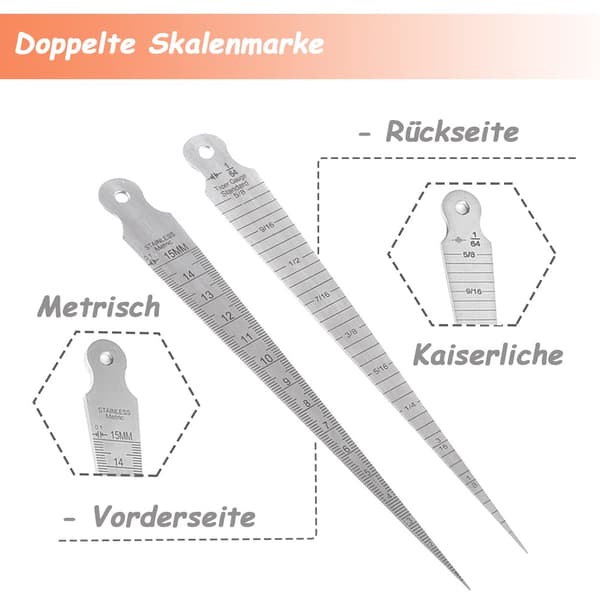 Rustfritt stål linjal, kilemåler, konisk måler, rustfritt stål
