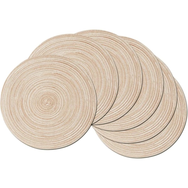 Set of 6 Braided Washable Round Placemats for Kitchen Table 1 DXGHC