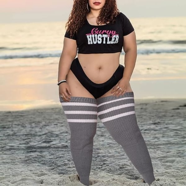 Plus Size Dame Thigh High Strømper til Tykke Lår - Ekstra Lange Strømper