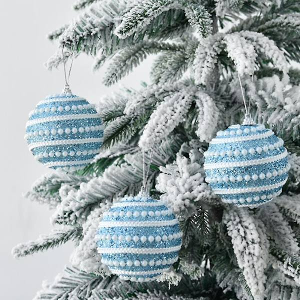 Set med 4 glänsande julgranspynt, 8cm juldekoration